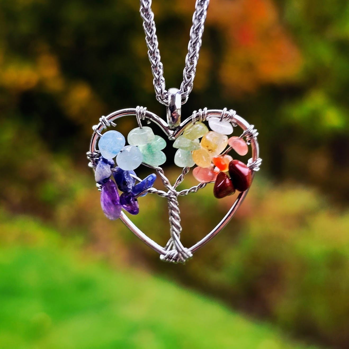 Halsband „Chakra-Livets träd“ hjärta