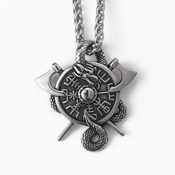 Necklace “Viking Vegvísir Protection Amulet” (Silver)