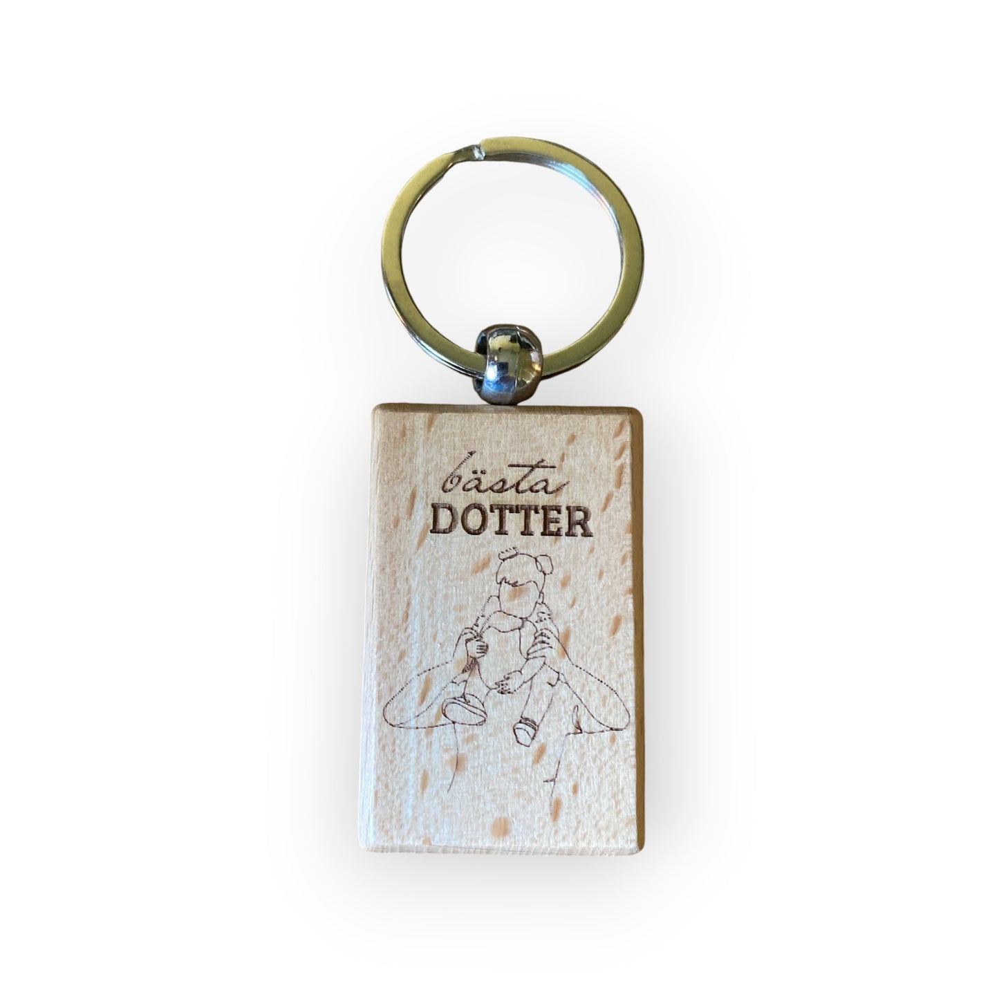 Nyckelring, rektangulär, 32 x 52mm, bok - med gravyr