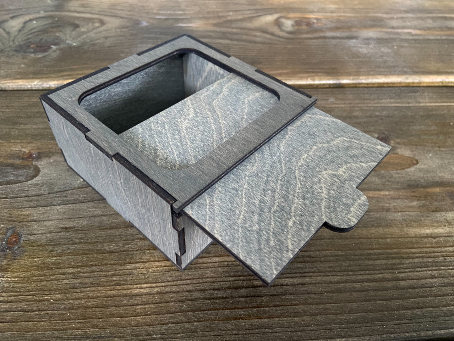 Låda med skjutbart lock - oljad - olika storlekar