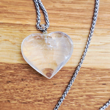 Bergkristall Hjärtpendant med Halsband 2mm
