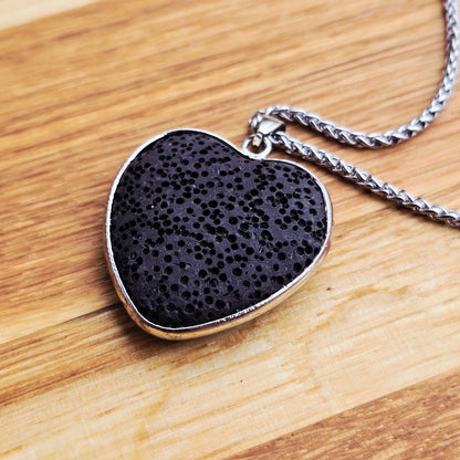 Lavasten hjärtformat med Halsband rostfritt stål