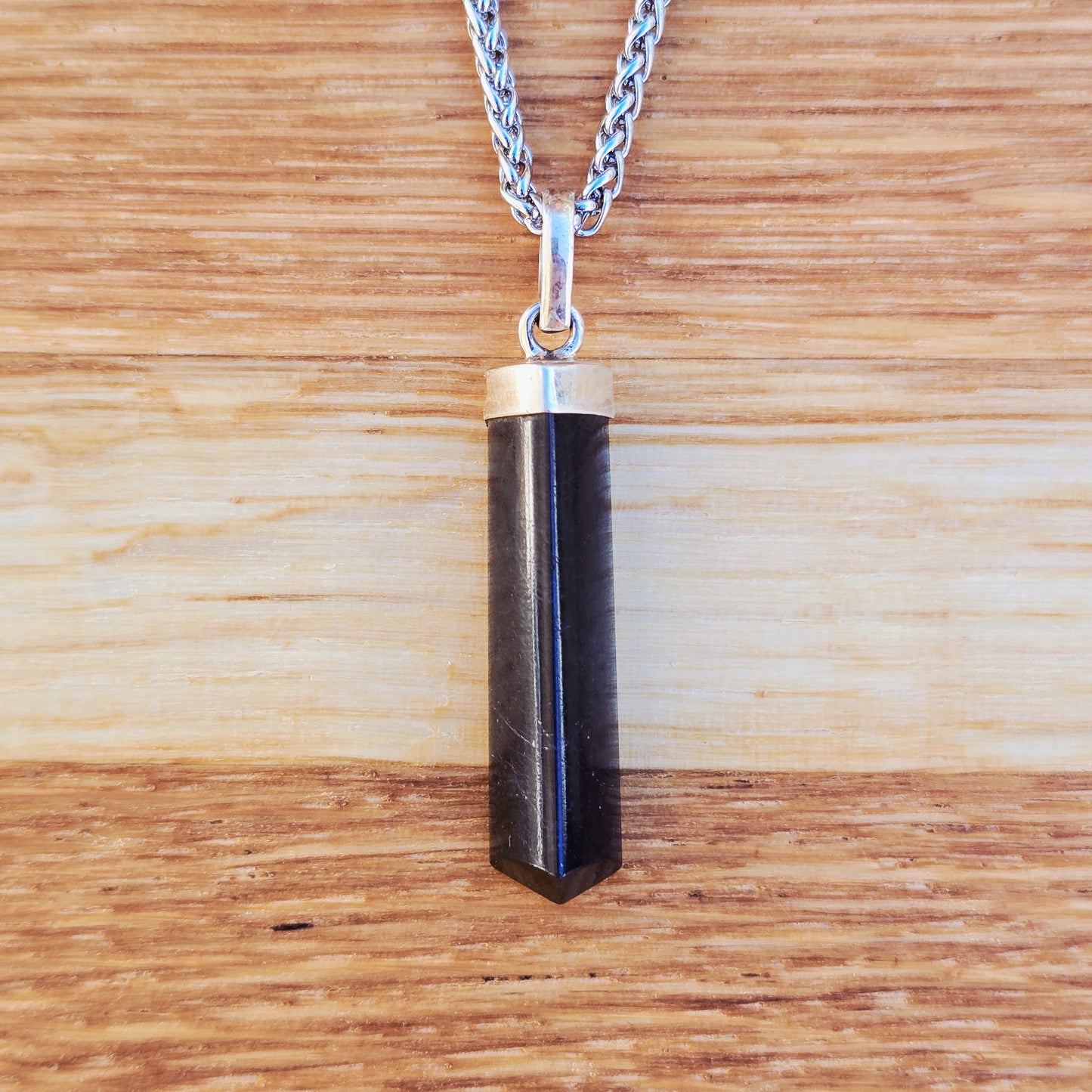 Ädelstenhalsband Svart Turmalin, 925 sterlingsilver 