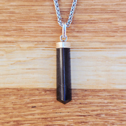 Ädelstenhalsband Svart Turmalin, 925 sterlingsilver 