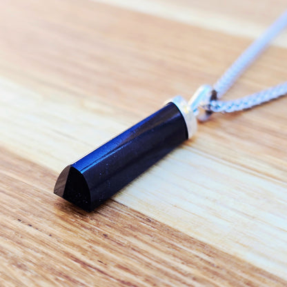 Ädelstenhalsband Svart Turmalin, 925 sterlingsilver 