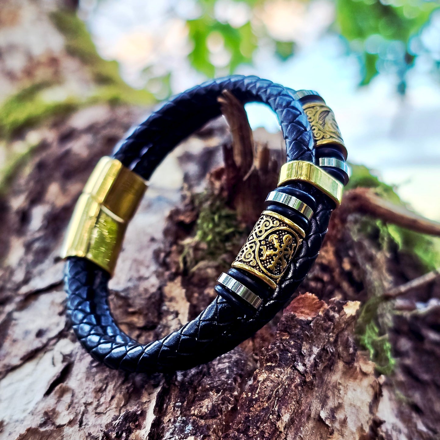 Bracelet "Vegvisir and Valknut Dubbla" (Dual Tone)