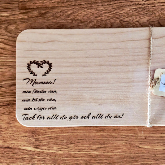 "Mamma" Skärbräda i askträ - 22,5 x 12,5 x 1,2 cm