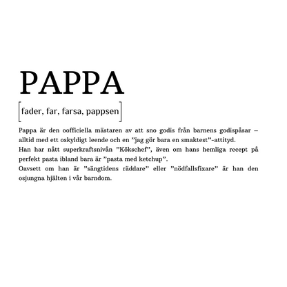 Trä skylt Substanstiv "Pappa"