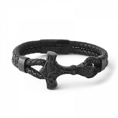 Bracelet “Mjölnir Asgard Knot” Leather (Black)