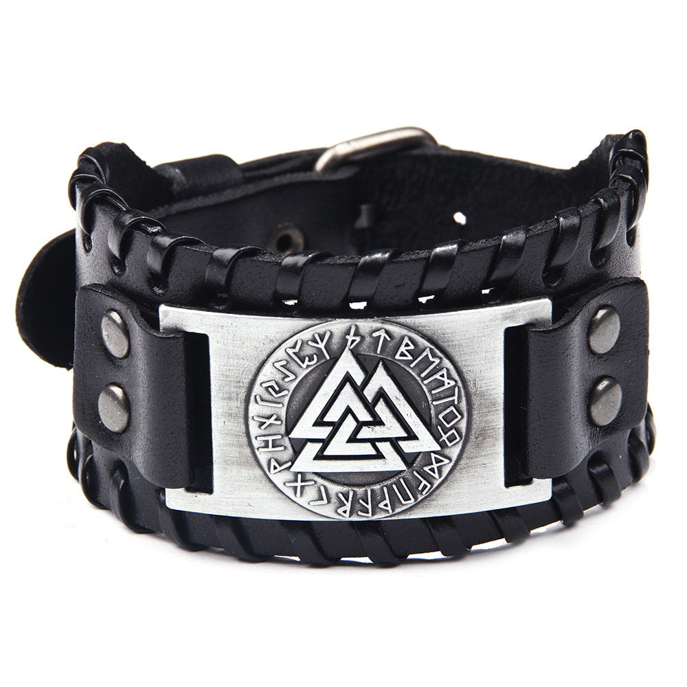 Armband Valknut Premiumleder (Schwarz)