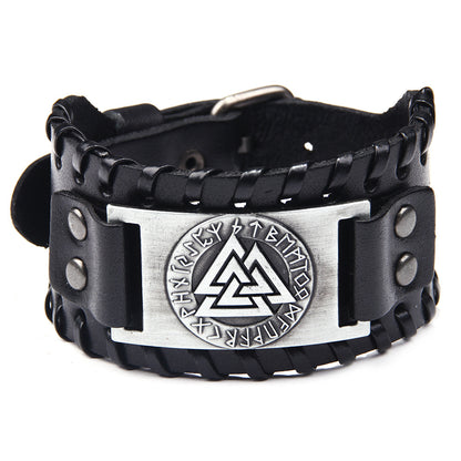 Armband Valknut Premiumleder (Schwarz)