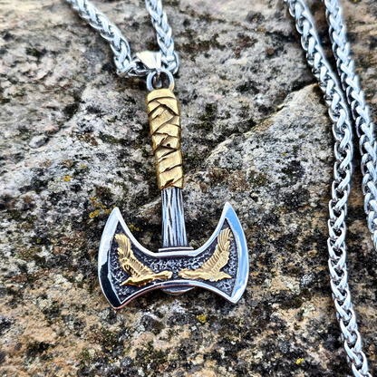 Necklace “Viking Raven Axe” (Dual Tone)
