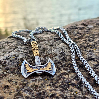 Necklace “Viking Raven Axe” (Dual Tone)