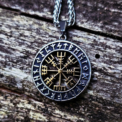 Necklace "Runkompass Vegvisir" (Dual Tone)