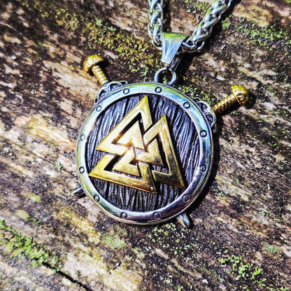 Necklace “Valknut Shield” (Dual Tone)