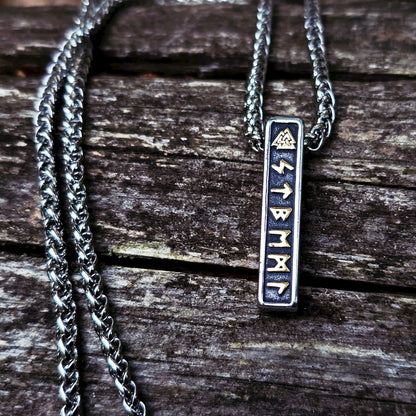 Viking Necklace “Nordic Runes Bar” (Dual Tone)