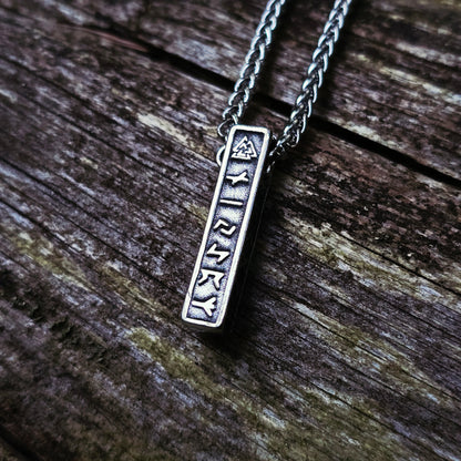 Viking Necklace “Nordic Runes Bar” (Silver)