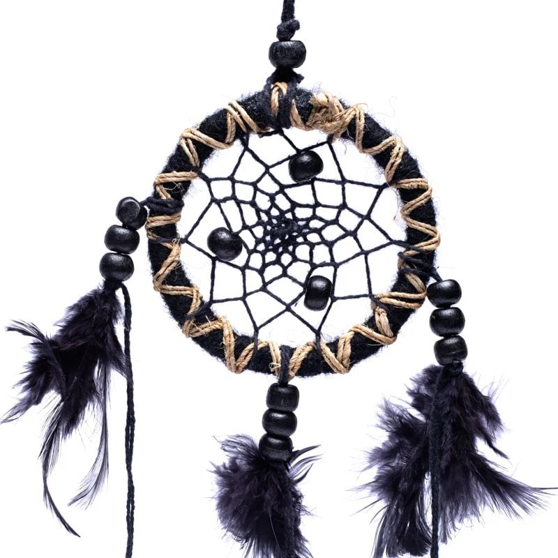 Drömfångare Svart med Fjärdrar S