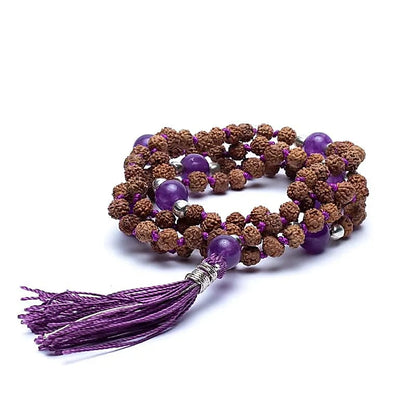 Mala "Rudraksha &amp; Ametist" 108 pärlor