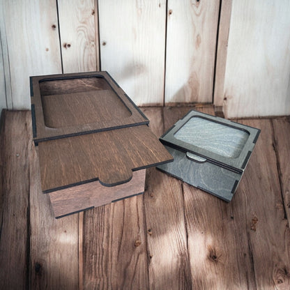 Låda med skjutbart lock - oljad - olika storlekar