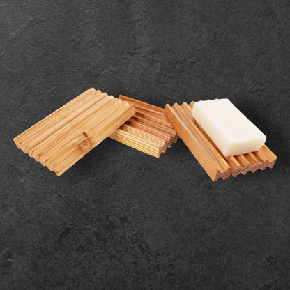 Tvålhållare i oljad lärkträ - miljövänliga badrumstillbehör för naturälskare 