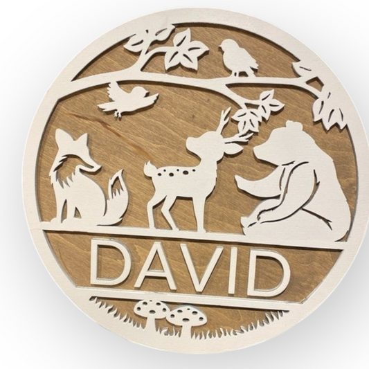 Namnskylt Barn „Djur i Skog“