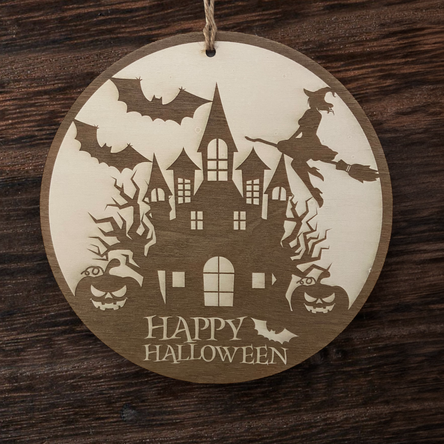 Deko-Skylt "Spökhus-Happy Halloween" - 2 Varianter