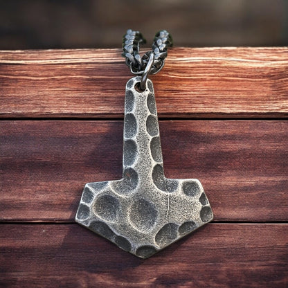 Necklace “Mjölnir” – Hammered Finish (Antique)