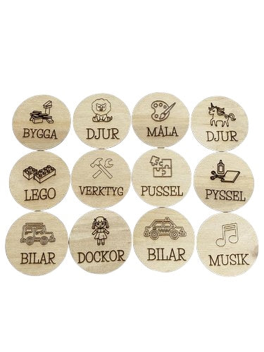 Träskivor till barnrummet med text för optimal förvaring 60mm