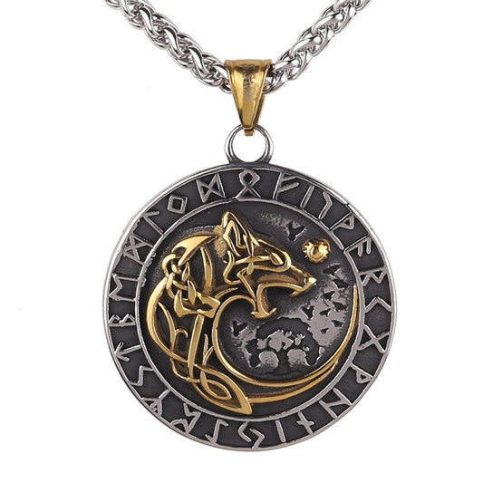 Necklace “Sköll – Circle of Runes” (Dual Tone)