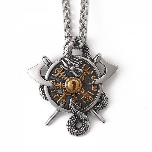 Necklace “Viking Vegvísir Protection Amulet” (Dual Tone)