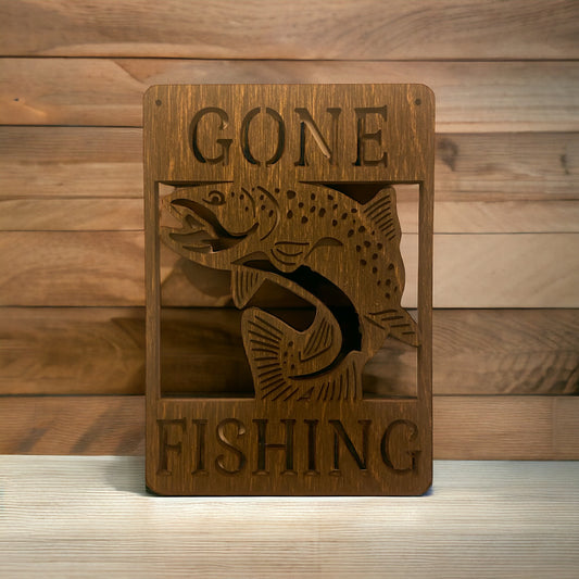 Väggskylt "Gick på fisketur"