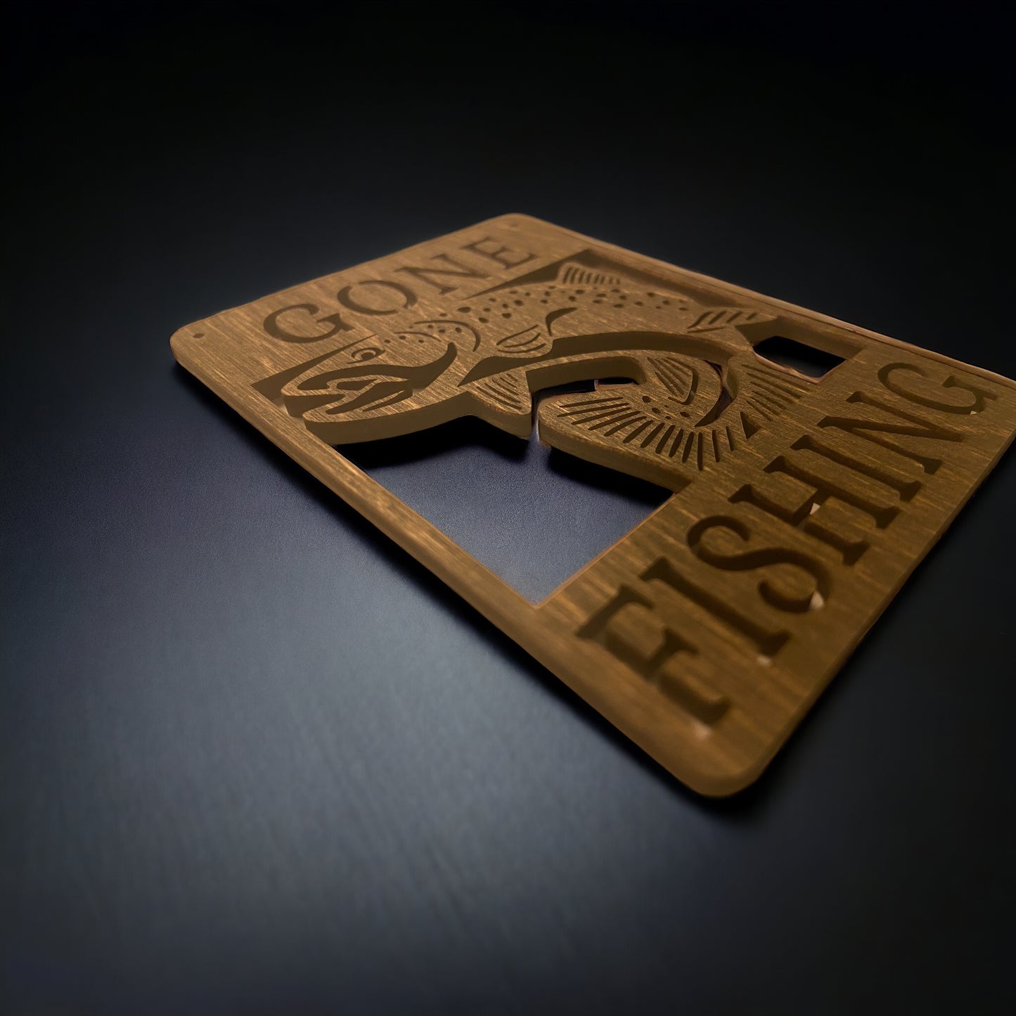 Väggskylt "Gick på fisketur"