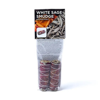 Vit Salvia Smudgebunt med Rosblad - 100mm